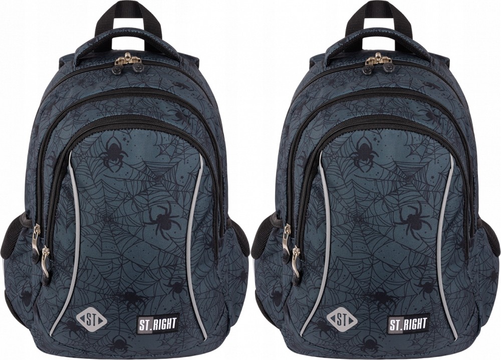 Školský batoh pre chlapcov, trojkomorový, vodeodolný, čierny, 20L